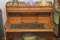 C19th Decorated Satinwood Clyinder  Desk Of Museum Quality  