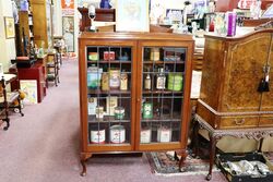 1930and39s Mahogany 2 Door Bookcase on Queen Ann Legs 