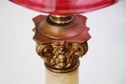 Antique Victorian Double Burner Ruby Banquet Lamp  