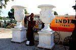 A Stunning Pair of Large Classical Marble Urns on Stands