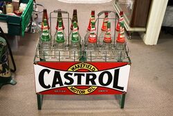 Vintage Castrol Bow Tie Enamel 12 Bottle Rack 