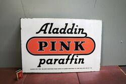 An Aladdin Pink Paraffin Double Sided Enamel Sign 