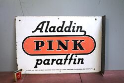 An Aladdin Pink Paraffin Double Sided Enamel Sign  