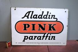 An Aladdin Pink Paraffin Double Sided Enamel Sign  