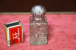 Antique Birmingham Silver Top Hob Nail Glass Scent Bottle.#