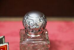 Antique Birmingham Silver Top Hob Nail Glass Scent Bottle