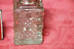 Antique Birmingham Silver Top Hob Nail Glass Scent Bottle