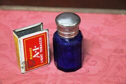 Antique Bristol Blue Scent Bottle, plated Top. #