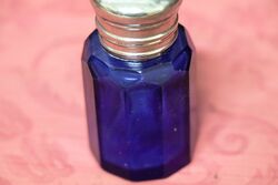 Antique Bristol Blue Scent Bottle plated Top 