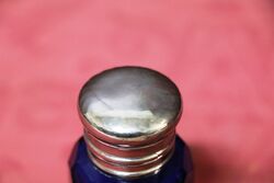 Antique Bristol Blue Scent Bottle plated Top 