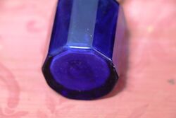 Antique Bristol Blue Scent Bottle plated Top 