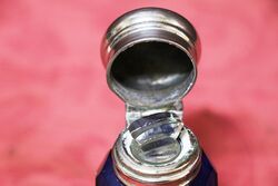 Antique Bristol Blue Scent Bottle plated Top 