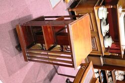 Antique English Walnut 2 Tier Revolving Bookcase