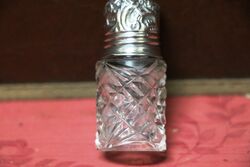 Antique London Silver Top Cut Glass Scent Bottle 