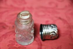 Antique London Silver Top Cut Glass Scent Bottle 