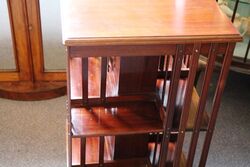 Antique Walnut 2 Tier Revolving Bookcase 