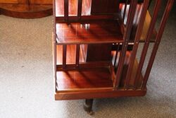 Antique Walnut 2 Tier Revolving Bookcase 