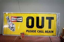 Champion New Old Stock Spark Plug Tin Sign. #