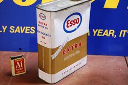 Classic Esso Extra Motor Oil Tin Pictorial Oil Drip Figures