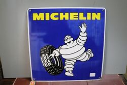 Classic Michelin Bibendum Pictorial Enamel Adv Sign. #