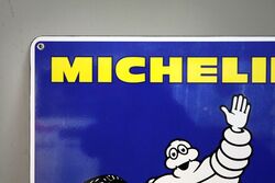 Classic Michelin Bibendum Pictorial Enamel Adv Sign 