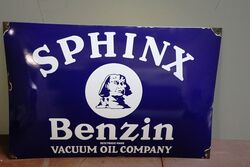 Classic Sphinx Benzin Vacuum Oil Company Enamel Sign 