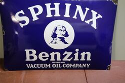 Classic Sphinx Benzin Vacuum Oil Company Enamel Sign 