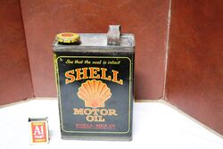 Early Black SHELL Red Clam Motor Oil Tin