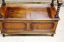 Early C20th English Oak Monks Bench 