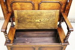 Early C20th English Oak Monks Bench 