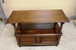 Early C20th English Oak Monks Bench 