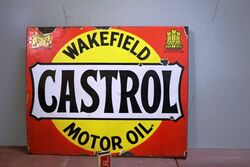 Early Castrol Wakefield Double Sided Enamel Sign 