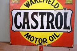 Early Castrol Wakefield Double Sided Enamel Sign 