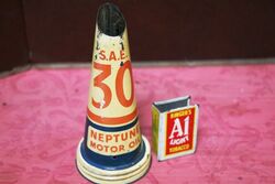 Genuine Neptune S.A.E. 30 Motor Oil Tin Top.