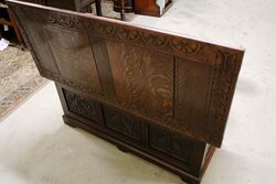 Large Early C20th English Carved Monks Bench 