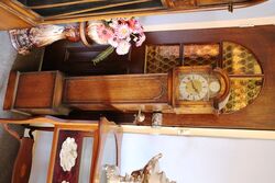 Quality Antique English Oak Grandmother Clock.