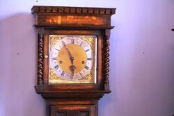 Quality Antique English Oak Grandmother Clock 