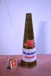 Rare Gold Conical Mobiloil Special Oil Tin, 