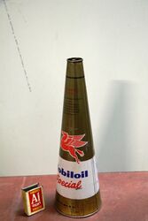 Rare Gold Conical Mobiloil Special Oil Tin 