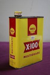 Shell X100 Motor Oil Tin 