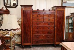 Stunning 200 year old Flame Mahogany Combination Wardrobe. # 