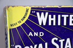 Vintage BP White May Lamp Oils Double Sided Enamel Sign 